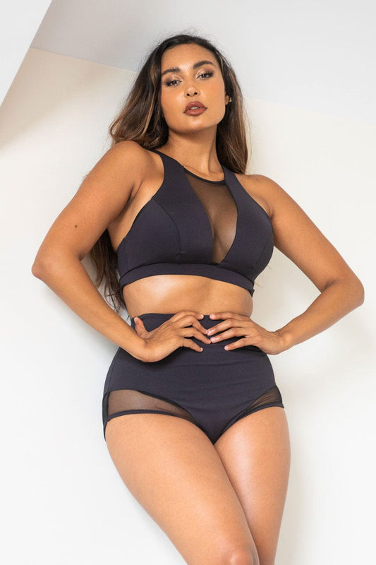 Midnight High Waist - Mesh Cut Out High Waist Bottoms Recycled Black