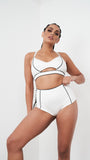 Missy High Waist - Piping Detail High Waist Recycled Bottom White