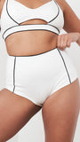 Missy High Waist - Piping Detail High Waist Recycled Bottom White