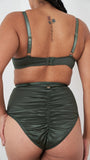 Rosie Bottom - Strappy Satin High Waist Bottom Forest Green