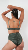 Rosie Bottom - Strappy Satin High Waist Bottom Forest Green