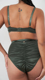Sofia Bra - Strappy Satin Bra Forest Green