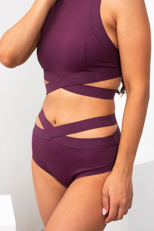 Tara Low Waist - Strappy Scrunch Low Waist Bottoms Recycled Mulberry