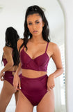 Taylor Bra - Longline Satin Bra Magenta