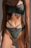 Thea G-String - Strappy Lace G-String Recycled Forest Green