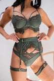 Thea Suspender - Lace Adjustable Suspender Recycled Forest Green