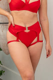 Zara Low Waist Bottom - Buckle Garter Recycled Bottom Red