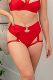 Zara Low Waist Bottom - Buckle Garter Recycled Bottom Red