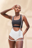 Zena Bottom - Adjustable Garter Overall Shorts White
