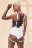 Zena Bottom - Adjustable Garter Overall Shorts White