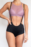 Zena Bottom - Adjustable Overall Scrunch Shorts Black