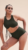 Zoey Top - Ribbed Underwire Crop Olive