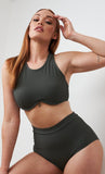 Zoey Top - Ribbed Underwire Crop Olive